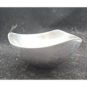 NAMBE TRI-CORNER Heavy Abstract ALUMINUM BOWL 527 MID CENTURY DANISH MCM Silver